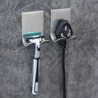 电动壁式牙刷架吸壁式收纳放座托的支架挂架放置免打孔置物架壁挂|剃须刀架+插头挂钩