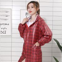 工作服成人男女罩衣厨房[巨亏冲]罩衫围裙护衣拉链防水防油|红色中格 中码[体重110-140斤]