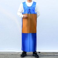 牛筋双层加厚马甲 防水防油石材厂屠宰场皮围裙 男女罩衣皮革围腰|宝蓝牛筋[双层马甲]