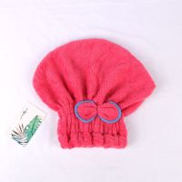 [快速干发]加厚吸水干发帽女长发速干毛巾包头巾干发巾可爱浴帽|[西瓜红]蝴蝶结圆帽