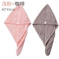 日本包头巾浴帽干发帽子女超吸水毛巾可爱擦长头发速干神器洗头巾|[浅粉+咖啡]2个装