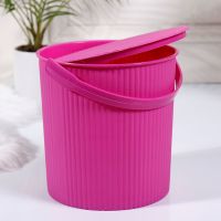 加厚带盖储物桶沐浴凳水桶钓鱼桶手提桶洗澡用收纳桶可坐桶家用桶|[加厚小号]坐高20厘米玫红
