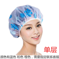 成人厨房防油儿童双层厚浴帽帽子女做饭防水洗澡1-4淋浴头套|[5个装]花朵款