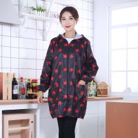 隆升防水防油长袖罩衣围裙女厨房拉链正穿工作服成人男连帽子护衣|黑色星星不加绒[防水款] XXL[适合160斤以下]