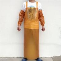 防水耐磨围裙厨房加厚工作工厂防油洗碗菜围腰成人水产皮围裙|加大水晶黄耐磨围裙袖套一套