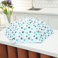 罩子餐桌罩可折叠保暖饭桌饭菜保温罩冬季保温盖菜罩透明防尘家用|绿色匆匆 圆形大号(直径约78cm)