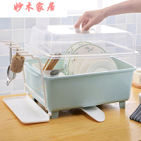 厨房滤水碗架大号塑料碗柜厨房沥水碗架带盖碗筷餐具收纳盒放碗盘勺滤水置物架