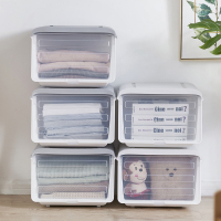 斜翻盖储物箱斜口翻盖收纳箱塑料透明厨房储物箱侧开儿童玩具零食衣物整理箱