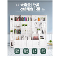 白色实木书架实木书架现代简约书柜客厅置物架家用经济型书橱学生简易白色书柜