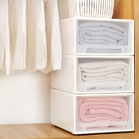 彩色长方形收纳抽屉收纳箱抽屉式塑料透明储物柜子衣服衣物整理箱神器衣柜内衣收纳盒