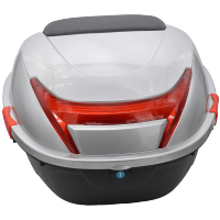 摩托车尾箱电动车尾箱 摩托车后备箱 电瓶车工具箱 黑色大空间储物箱 加厚料 中号：银白