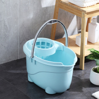 墩地桶家用手动挤水桶手压地拖桶拖地拖把桶塑料旋转拧水单桶老式墩布桶 加厚椭圆形浅蓝色新品