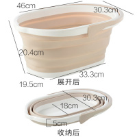墩地桶加厚拖把桶储水桶长方形洗车水桶 手提塑料桶家用大号拖把清洗桶 卡其色折叠款