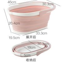 墩地桶加厚拖把桶储水桶长方形洗车水桶 手提塑料桶家用大号拖把清洗桶 粉色折叠款