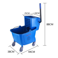 墩地桶超宝拖把桶挤水桶榨水车地拖洗拖把桶墩布清洁拖地桶大容量 32L蓝色榨水车