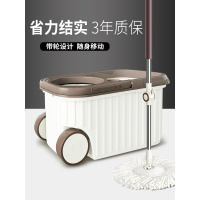旋转拖把不锈钢双驱动家用手压杆带轮旋转拖把桶免手洗懒人拖把池自动甩干双驱动手压免踩墩布拖帕