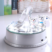灰姑娘的水晶鞋水晶鞋摆件玻璃灰姑娘个性创意新年节生日送女友老婆结婚礼品 15cm透明+mp3底座（蓝牙功能）