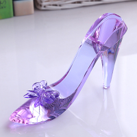 灰姑娘的水晶鞋水晶鞋摆件玻璃灰姑娘个性创意新年节生日送女友老婆结婚礼品 15cm紫