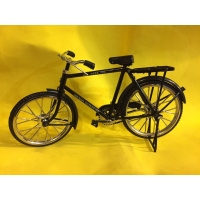 老式28自行车仿真复古老式28大驴脚踏车凤凰自行车模型摆件创意父亲节创意礼品 车黑+包23*13cm
