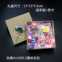 海绵宝宝盲盒海绵宝宝和朋友们玩偶公仔摆件派大星章鱼哥桌面蛋糕装饰盲袋盲盒 海绵宝宝6个一套复古礼盒装带灯