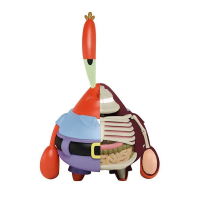 海绵宝宝盲盒MightyJaxx海绵宝宝盲盒派大星蟹老板半解剖创意玩偶摆件手办公仔 【确认款】【蟹老板】1只