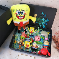 海绵宝宝盲盒创意海绵公仔宝宝手办玩偶玩具摆件生日模型盲盒蟹 12款+毛绒/礼盒28cm 礼盒装+灯饰+礼品袋+免费写贺卡
