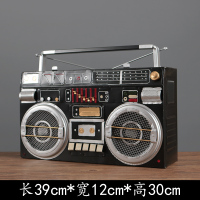 老式录音机仿古唱片机复古铁艺留声机 收音机模型道具 酒吧咖啡厅老物件摆件 湖蓝色