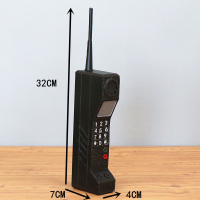 老式录音机复古老式缝纫机收音录音机电视机摄影机打字机电风扇模型道具摆件 咖啡色大哥大黑色