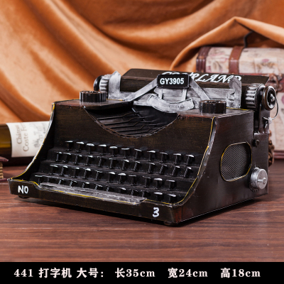 老式录音机复古老式缝纫机收音录音机电视机放映机摄影机打字机模型道具摆件 军绿色441大打字机