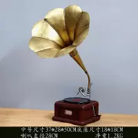 老式录音机复古老式缝纫机收音录音机电视机摄影机打字机电风扇模型道具摆件 青色中号金色