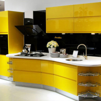 厨房柜门贴纸橱柜门贴纸厨房橱柜墙纸 防水自粘卧室壁纸衣柜家具翻新贴纸加厚灰色PVC贴 亮面黄色60厘米X5米长 大