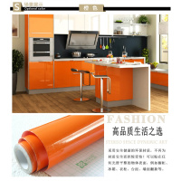 厨房柜门贴纸橱柜门贴纸旧家具翻新贴纸自粘烤漆冰箱厨房橱柜衣柜子贴柜防水贴膜加厚 5米*60cm【橙水晶】 中
