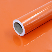 厨房柜门贴纸橱柜门贴纸加厚厨房整体橱柜翻新贴纸 防水面板白色北欧防油自粘烤漆纯 橙水晶8306【60cm宽*5米长】 大