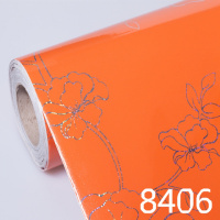 厨房柜门贴纸橱柜门贴纸旧家具翻新贴纸自粘烤漆冰箱厨房橱柜衣柜子贴柜防水贴膜5米长 5米60cm橙色镭射 中