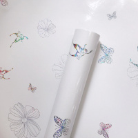 厨房柜门贴纸橱柜门贴纸厨房防油贴纸桌子橱柜贴纸家具翻新贴衣柜电视柜子防水自粘墙纸 蝴蝶花（60cm宽*3米） 大