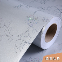 厨房柜门贴纸橱柜门贴纸厨房防油贴纸桌子橱柜贴纸家具翻新贴衣柜电视柜子防水自粘墙纸 银灰牡丹(120cm宽*3米) 大