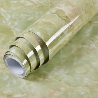 家具翻新贴纸衣柜橱柜子门贴纸10米加厚自粘墙纸大理石纹贴纸厨房防水防油橱柜台面家具翻新壁 绿玛瑙60cm宽×10米价 大