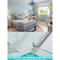 家具翻新贴纸衣柜橱柜子门贴纸蓝色10米墙纸自粘壁纸卧室温馨背景墙壁衣柜子桌面家具翻新墙贴纸 羽毛蓝色 超大