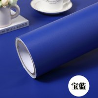 家具翻新贴纸衣柜橱柜子门贴纸加厚防水自粘墙纸壁纸背景卧室白即时贴桌面家具柜子翻新纯色贴纸 宝蓝-60宽X3米 超大
