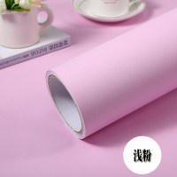 家具翻新贴纸衣柜橱柜子门贴纸加厚防水自粘墙纸壁纸背景卧室白即时贴桌面家具柜子翻新纯色贴纸 浅粉-60宽X3米 超大