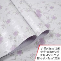 家具翻新贴纸衣柜橱柜子门贴纸墙纸自粘卧室壁纸自粘温馨家具翻新防水贴纸大学生宿舍装饰墙贴画 蔷薇之恋紫 中