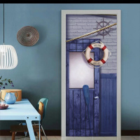 橱柜门贴纸贴自粘木翻新创意贴纸玻璃橱柜客厅卧室厨房宿舍贴画防水墙贴 深蓝色地中海绳索 大