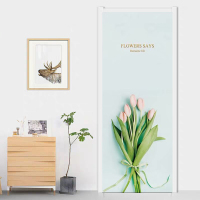 橱柜门贴纸贴自粘木翻新创意贴纸玻璃橱柜客厅卧室厨房宿舍贴画防水墙贴 浅蓝桔海棠花 大