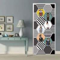 橱柜门贴纸贴自粘木翻新创意贴纸玻璃橱柜客厅卧室厨房宿舍贴画防水墙贴 玫红色动物空间 大