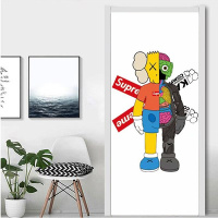 橱柜门贴纸贴自粘木翻新创意贴纸玻璃橱柜客厅卧室厨房宿舍贴画防水墙贴 深桃红色Kaws合体 大