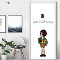 橱柜门贴纸贴自粘木翻新创意贴纸玻璃橱柜客厅卧室厨房宿舍贴画防水墙贴 翠绿色这个杀手不太冷女 大