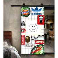 橱柜门贴纸贴自粘木翻新创意贴纸玻璃橱柜客厅卧室厨房宿舍贴画防水墙贴 银色潮牌墙 大