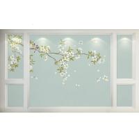 直播背景墙现代简约手绘花鸟墙纸新中式墙布客厅卧室电视背景墙壁纸装饰壁画 古式棉麻布/平方（整张）