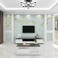 直播背景墙现代简约手绘花鸟墙纸新中式墙布客厅卧室电视背景墙壁纸装饰壁画 收藏加购物车（糯米胶）