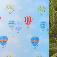 玻璃推拉门贴纸墙贴自粘透光不透明自粘磨砂玻璃贴膜防晒遮光膜卫生间移窗户贴纸窗花纸 热气球 200x50cm